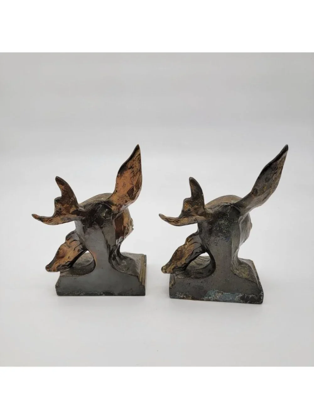 Vintage Ray E Dodge Art Deco Bronze Angel Fish Bookends Set Of 2 c.1938-1939